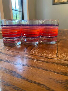 Vintage Striped Double Old Fashioned Glasses: 1979 Avon "Color Never Looked So G